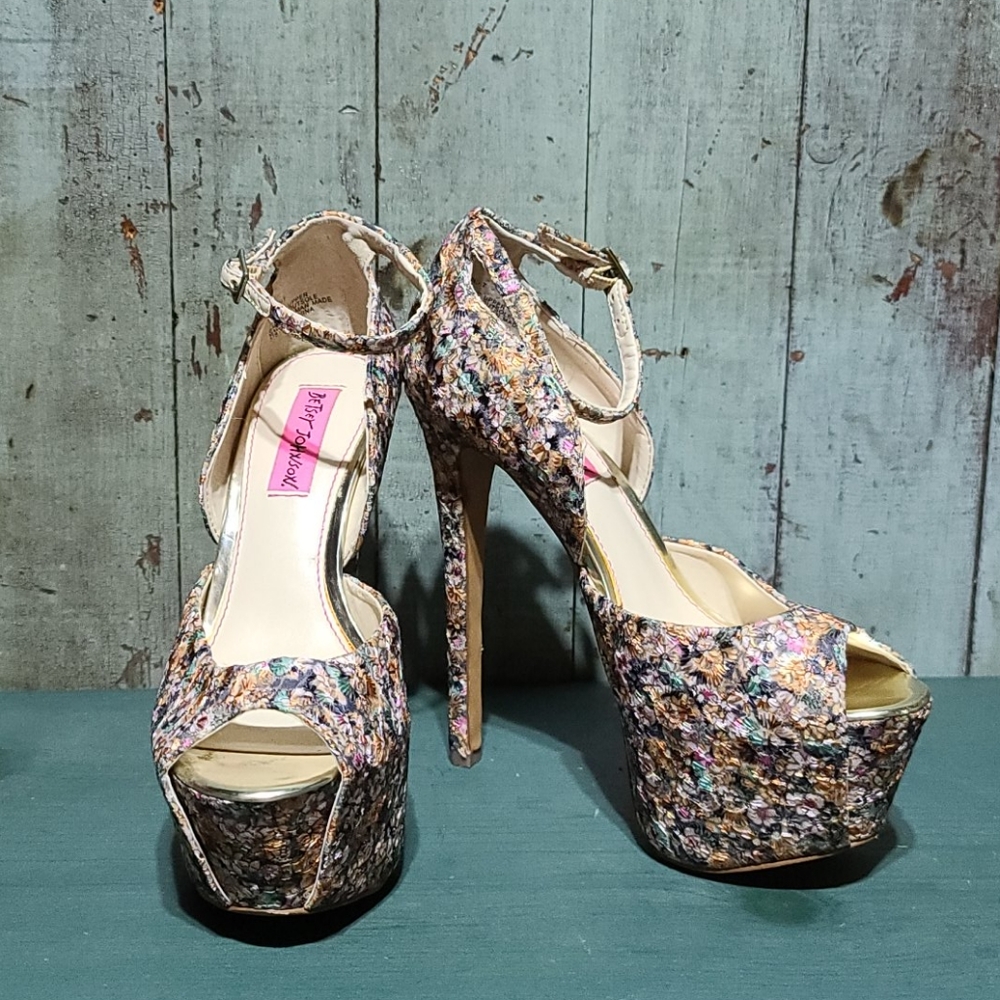 Betsy Johnson floral platform heels